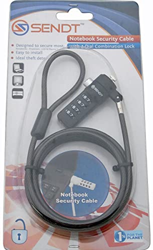 Sendt Black Notebook/Laptop Combination Lock Security Cable - color: Black