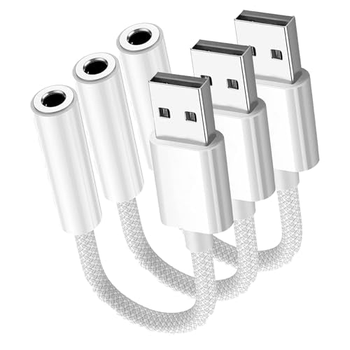 Fidioto USB to 3.5mm Audio Jack Adapter, Mic-Supported USB to Headphone Jack Adapter, External Sound Card with TRRS 4 Pole Jack Compatible with Headset, Mac, PS4, PC, Laptops, Desktops and More - size: 3 Pack
