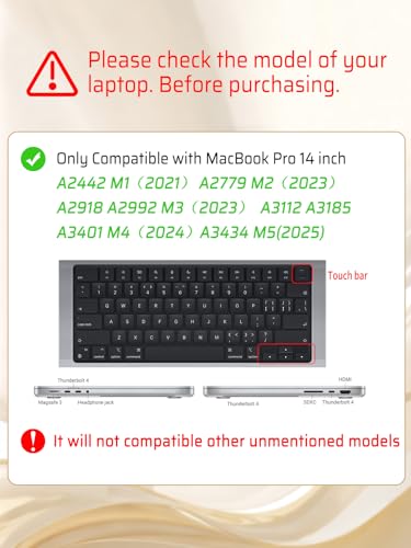 Seorsok Compatible with MacBook Pro 14inch Case 2026 2025-2021 M5 M4 M3 A3426 A3427 A3434 A3112 A3185 A3401 M2 A2779 M1 A2442,Leather Plastic Hard Shell Case&Keyboard Cover,Khaki Woven No Logo Cutout - color: Khaki, size: Pro14 A3426/A3427/A3112/A3185/A34