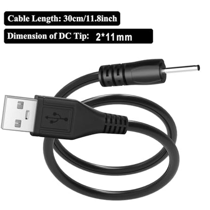 2pcs USB DC Charger Charge Charging Cable for Mini S530 Smallest Invisible Wireless Bluetooth Earbuds Earphones Headphones Headset and Bluetooth Shower Speaker - color: Black - 2pcs