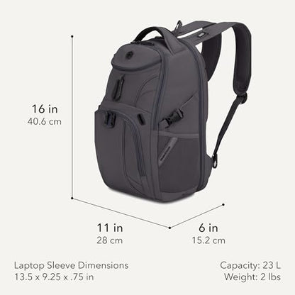 SwissGear 1900 Mini ScanSmart 16-Inch Backpack, Fits Up to 13-Inch Laptop, RFID Protection & ScanSmart TSA-Friendly Compartment, Charcoal - color: Charcoal