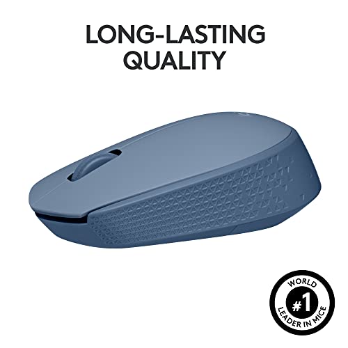 Logitech M170 Compact Ambidextrous 2.4 GHz Wireless Mouse - Blue Grey | Ambidextrous mouse with 2.4 GHz USB-A Nano Receiver, Optical Tracking, 12-Months Battery Life, PC, Mac, Laptop compatible - color: Blue Grey