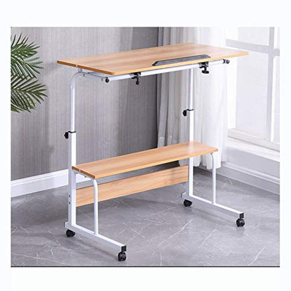 Overbed Table Wheels The Sofa Overbed Table Laptop Table Rolling Laptop Table Lap Desk For Laptop Rolling Cart Tilting Overbed Table Adjustable Laptop Stand Sofa (Black Walnut Color 80 * 40 (Beautiful - color: Beautiful Walnut 60*40*87cm