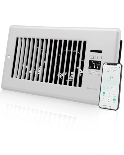 2026 Super Quiet Register Booster Fan for 6" x 10" Register Holes, Smart Register Vent with Dual Intelligent Thermostat and WiFi App Control, Heating Cooling AC Vent Fan (White) - color: White, size: 6" x 10"