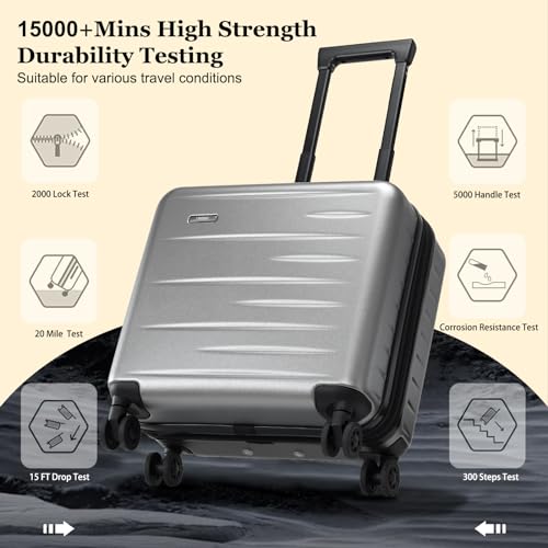 CENSIEN 16 Inch Carry On Luggage Airline Approved, Expandable Lightweight ABS+PC Hard Shell Suitcases with 360° Spinner Wheels, TSA Lock, YKK Zippers (Dark Gray, 1 PC) - color: Gray, size: Carry On - 16 Inch - EXT