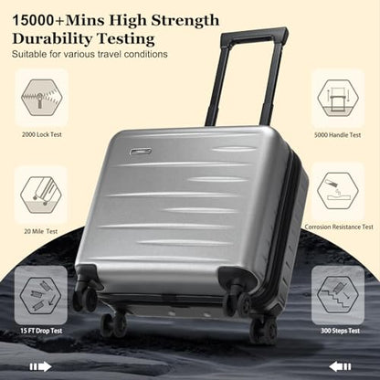 CENSIEN 16 Inch Carry On Luggage Airline Approved, Expandable Lightweight ABS+PC Hard Shell Suitcases with 360° Spinner Wheels, TSA Lock, YKK Zippers (Dark Gray, 1 PC) - color: Gray, size: Carry On - 16 Inch - EXT