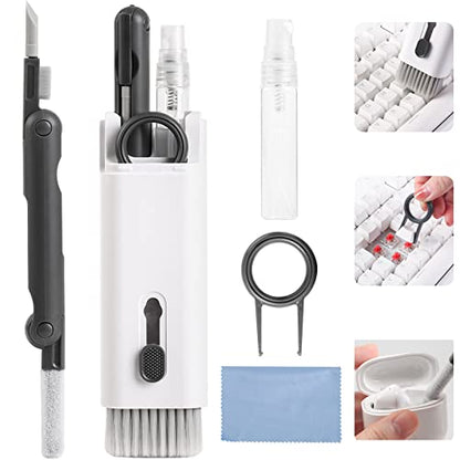 7 in 1 Electronic Cleaner kit, Cleaning Kit for Monitor Keyboard Airpods MacBook iPad iPhone iPod, Screen Dust Brush Including Soft Sweep, Swipe, Airpod Cleaner Pen, Key Puller and Spray Bottle - color: Grey