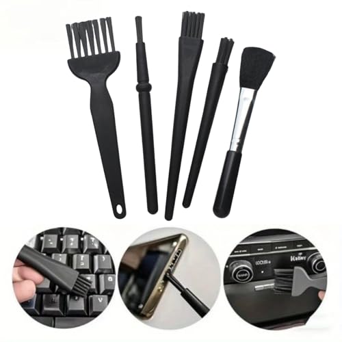 Keyboard Cleaner Brush Set, 5PCS Anti-Static Brushes for Computer, Laptop, Electronics, Portable Dusting Brushes with Plastic Handle for Keyboard, Car Interior, Small Electronics Cleaning