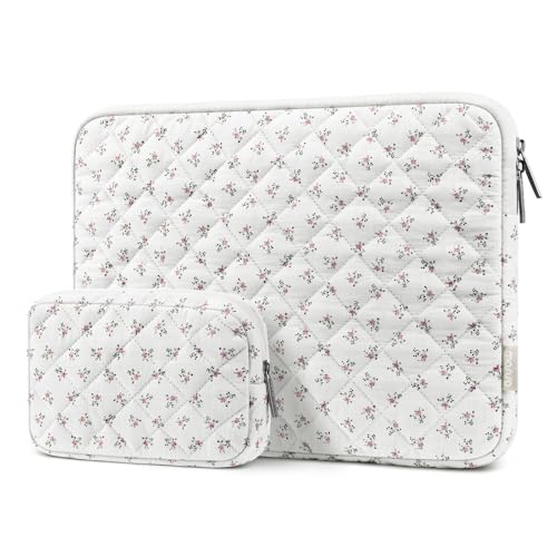 MOSISO Laptop Case 16 inch, 15-15.6 inch Puffy Laptop Sleeve Bag, Pink | Compatible with MacBook Pro 16 M5 M4 M3 M2 M1, HP Acer Dell Lenovo ASUS,Charming Floral Square Quilted Carrying Bag&SmallCase - color: Pink, size: 16 inch