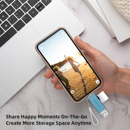 WALNEW SD Card Reader, USB 3.0 & USB-C SD/TF Memory Card Adapter | Supports UHS-I SD/SDHC/SDXC/MicroSD, Compatible with MacBook, PC, iPad, iPhone 15, Samsung Galaxy Android - color: Blue
