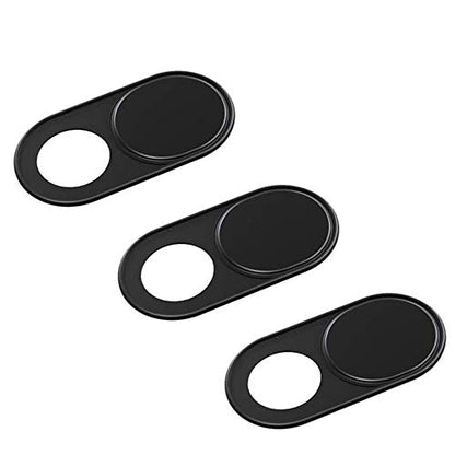 Metal Webcam Cover Slide, Shutter Magnet Slider Camera Cover for Web Cam iPhone PC Laptops Tablet Phone Lens Protect Privacy Sticker (Black-3pcs) - size: Black-3pcs
