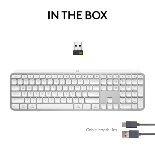 Logitech MX Keys S Wireless Keyboard Low Profile Fluid Precise - Pale Grey | Fluid precise quiet typing, programmable keys, backlighting, USB-C rechargeable, for Windows PC, Linux, Chrome, Mac - color: Pale Grey, style: MX Keys S
