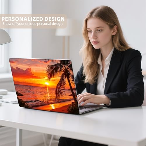Universal Laptop Skin Sticker for 12/13/14/15.6 Inch Laptops, Reusable Vinyl Laptop Decal Cover, Waterproof Scratch Resistant Notebook Skin with 2 Wrist Pads,Seaside Sunset - color: Seaside Sunset