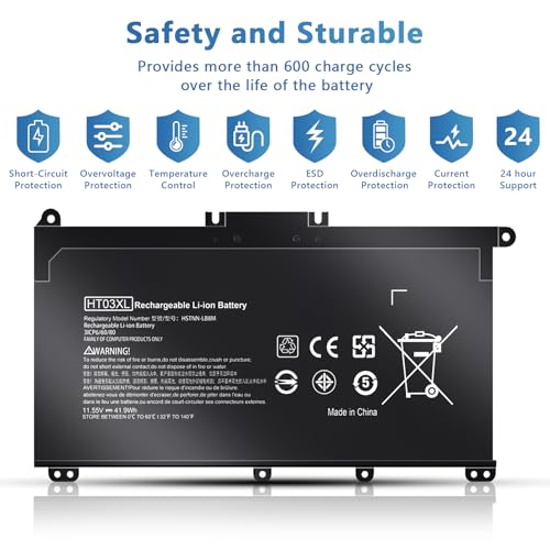 HT03XL Battery for HP L11119-855 Battery Replacement for HP Pavilion 14-CE 14-CF 14-DF 15-CS 15-DA 15-DB 15-DW 17-by 17-CA Series 14M-DH0003DX 14M-DH1003DX 15T-DA000 15T-CS200 LPD1071 15-DB0004DX - size: HT03XL for HP