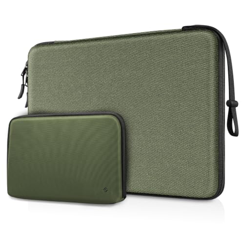 FINPAC Hard Laptop Sleeve w/Accessory Pouch for 15.3-in MacBook Air Pro | Waterproof Laptop Carrying Case for 16.2 inch MacBook Pro M5/M4/M3/M2 Pro/Max, Waterproof Case for Surface Laptop/Book, Olive - color: Olive, size: 15-16 inch MacBook Air/Pro