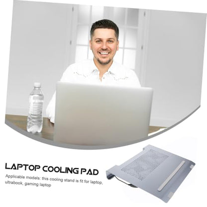 KALLORY Aluminum Alloy Laptop Cooler Stand with RGB LED Fan, Ventilated Cooling Pad for Gaming Notebooks, USB Powered Height Adjustable Support for Desk Use