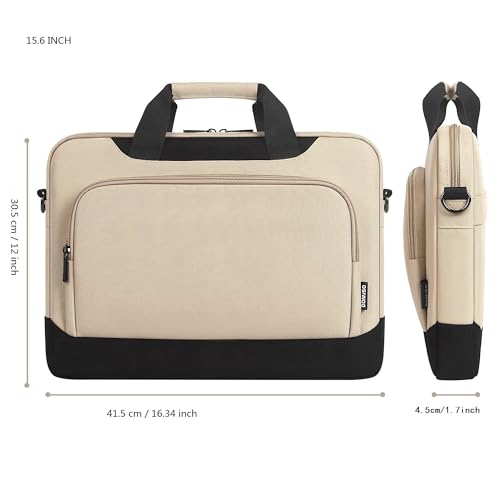 DOMISO 15-15.6 Inch Laptop Bag Business Briefcase Laptop Case Compatible with Lenovo 15.6" Ideapad 330/16" MacBook Pro/HP EliteBook 850 G3/Envy x360 15/Latitude 3580/Asus,Beige - color: Beige, size: 15 - 15.6 Inch