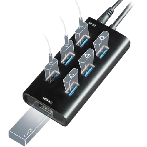 Rebuff Reality 7 Port USB Hub USB 3.0 Dongle Hub for Gaming | Wireless Interference Reduction for Gaming, Stable Connection, Lag-Free Mouse Keyboard Headset for PC, Mac, Xbox, PlayStation - size: 7-PORT
