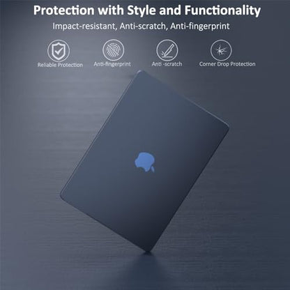 Midnight Clear Case for MacBook Air 13 inch 2026 M5, 2022-2025 M4/M3/M2 | Matte Plastic Hardshell & Keyboard Cover for Mac Air 13.6 inch Case A3449 A3240 A3113 A2681, Frosted Midnight - color: 01 Frosted Midnight Blue