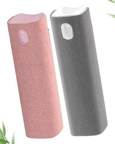 Screen Cleaner Spray and Wipe Touch Screen Cleaner Phone Cleaning Kit for Phone,Laptop Tablet MacBook Eyeglasses,Car Essentials for Women,Car Cleaning Supplies(2 Units) - color: Grey+Pink