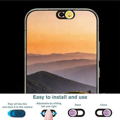 6Pcs 6 Styles Phone Camera Cover Slide Cute Emotion Pattern, Thin Camera Privacy Blocker 0.04 Inch Privacy Guard Accessories for Laptop Desktop Computer Tablet Notebook Home Office Use - color: Emotion
