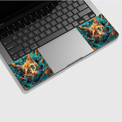Universal Laptop Skin Sticker with 2 Wrist Pad Skins, Waterproof Scratch Resistant Vinyl Laptop Cover Decal, Cut to Fit for 11–15.6 Inch MacBook HP Dell Lenovo, Cat Waves - color: Cat Waves