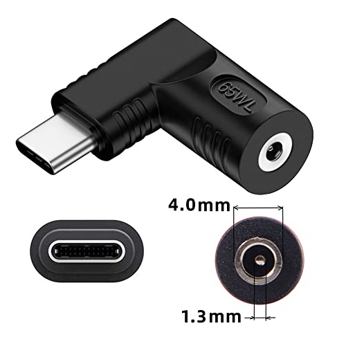 DC Jack 4.0x1.3mm Input to USB-C Type-C Angled 90 Degree Power Plug Charge Adapter for Laptop Phone - style: 4.0x1.3mm
