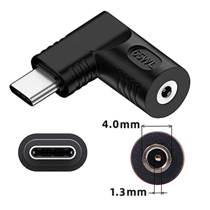 DC Jack 4.0x1.3mm Input to USB-C Type-C Angled 90 Degree Power Plug Charge Adapter for Laptop Phone - style: 4.0x1.3mm