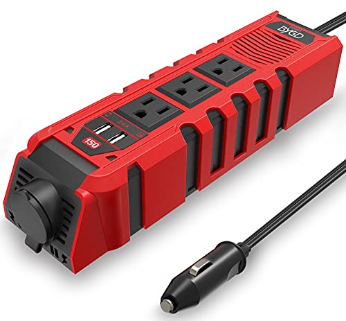 150W Car Power Inverter DC 12V to 110V AC Converter with 3 AC Outlets 2 Quick Charger 4.8A Dual USB Ports Cigarette Lighter Socket Charger Adapter - size: 150 Watt/Modified Sine Wave