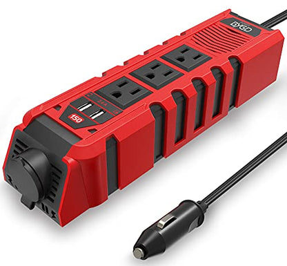 150W Car Power Inverter DC 12V to 110V AC Converter with 3 AC Outlets 2 Quick Charger 4.8A Dual USB Ports Cigarette Lighter Socket Charger Adapter - size: 150 Watt/Modified Sine Wave