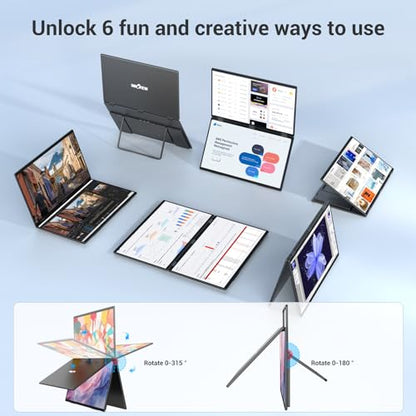 InnoView 18.5" Laptop Screen Extender 115% sRGB Dual Monitors Stacked Folding Triple Monitor (Wins/Mac) 1080P Triple Portable Monitor for Laptop 90°/180° Automatic Rotation