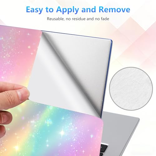 Laptop Skin Sticker Decal 15-15.6 Inch with Cute Mouse Pad, Universal Reusable Vinyl Sticker for 12.1 13 13.3 14 15.4 Inch Netbook and Notebook PC, Rainbow Glitter Art - color: Rainbow Glitter Art