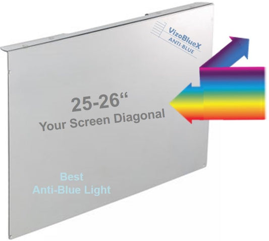 VizoBlueX 25-26 inch Anti-Blue Light Filter for Computer Monitor. Blue Light Monitor Screen Protector Panel (23.6 x 14.4 inch). Blocks Blue Light 380 to 495 nm. Fits LCD, TV and PC Monitors - size: 25 - 26 inch-