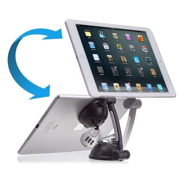 CTA Digital Strong Suction Mount Stand with Theft Deterrent Lock & Adhesive Plate and Resettable Lock Combination to Attach Tablets and Smartphones to Desks, Tables, & Walls (PAD-SMT)