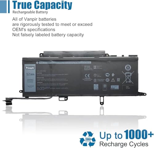 NF2MW Laptop Battery Replacement for Dell Latitude 7400 2-in-1 Latitude 9410 Series Notebook 7146W 085XM8 08W3YY 0C76H7 C76H7 0G8F6M 7.6V 52Wh 6500mAh - size: 9.79*3.46*0.27 inch NF2MW