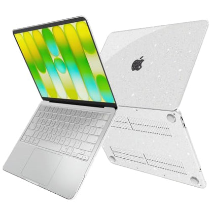 G JGOO Compatible with MacBook Neo Case 13 inch 2026 Model A3404 with A18 Pro Chip, Glitter Protective Plastic Hard Shell for Mac Neo Case with Keyboard Cover & Screen Protector, Sparkly Clear - color: Glitter Clear
