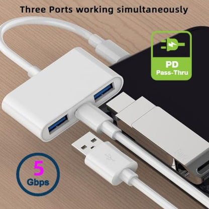chenyang 3 in 1 USB C to 2 USB 3.0 Socket OTG Adapter with PD 24W Charge for Laptop Tablet Phone - style: USB3.0 3-in-1