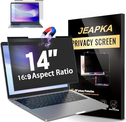 Magnetic Laptop Privacy Screen 14 Inch 16:9 Widescreen, Anti Blue Light Glare Filter Removable Shield - size: 14 inch （16：9）