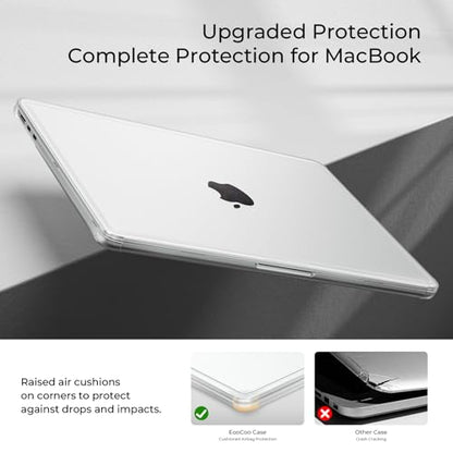 EooCoo Case for MacBook Air 13 inch, M5 M4 M3 M2 2026-2022 A3449 A3240 A3113 A2681, Reinforced Anti-Cracking, True-to-Device Matte Texture, Hard Shell Laptop Cover for MacBook Air 13.6 inch - color: Matte Clear