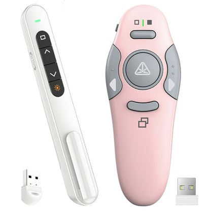 QUI Presenter Clicker Bundle | Pen-Shaped USB A White & Remote-Shaped USB A Pink