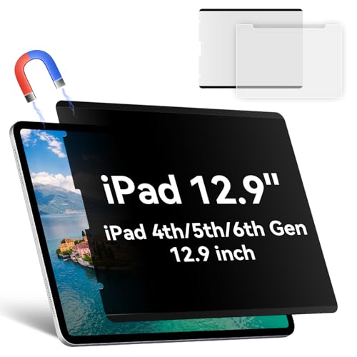Magnetic Privacy Screen Protector Compatible with iPad Pro 12.9” 2018-2022 (6th/5th/4th/3rd Gen), Easy Install Shield Anti Glare Blue Light Spy Filter, Bubble-Free film Black Security Guard - size: iPad Pro 12.9 Inch