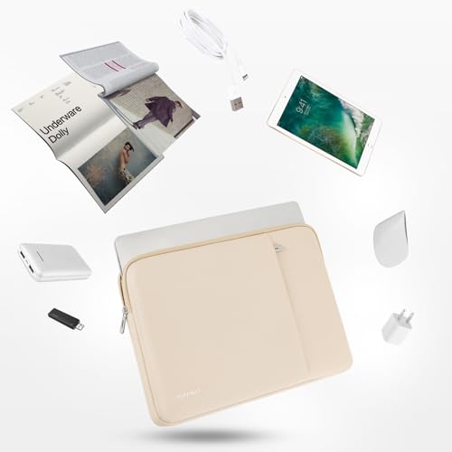 DOMISO 17 inch Laptop Sleeve Protective Case Cover Compatible with 17-17.3 inch HP Dell ASUS Lenovo Chromebook,Waterproof Computer Cases Bag,Beige