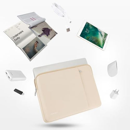 DOMISO 17 inch Laptop Sleeve Protective Case Cover Compatible with 17-17.3 inch HP Dell ASUS Lenovo Chromebook,Waterproof Computer Cases Bag,Beige