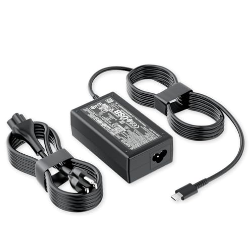 Replacement for HP 65W 45W USB C Laptop Charger; Compatible with Chromebook Spectre x360 Envy Elitebook x360 Pavilion Elite x2 Type C Fast Charging 20V 3.25A AC Adapter Power Supply