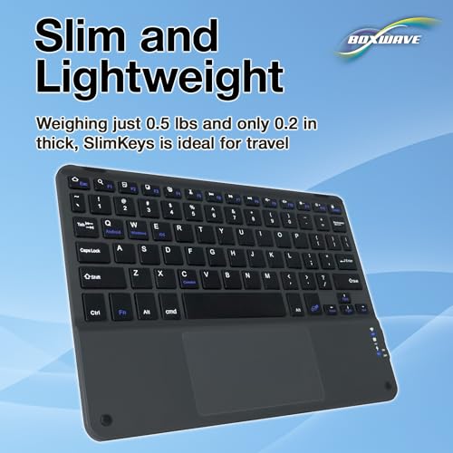 BoxWave Keyboard Compatible with Visual Land Prestige Elite 10QI - SlimKeys Bluetooth Keyboard with Trackpad, Portable Slim TouchPad - Jet Black