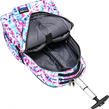 Heavy Duty Rolling Backpack School Bookbag with Wheels Deluxe Wheeled Daypack - color: Pastel