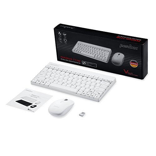 Perixx PERIDUO-712W Wireless Mini Keyboard and Mouse Set, White, US English Layout - style: Wireless White