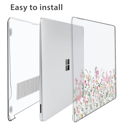 Case for 13.8 inch Microsoft Surface Laptop 7 2024 (Model: 2036), Protective Plastic Hard Shell Case + Keyboard Cover + Screen Protector + Webcam Cover for 13.8'' Microsoft Surface, Flowers - color: Flowers