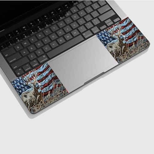Universal Laptop Skin Sticker with 2 Wrist Pad Skins, Waterproof Scratch Resistant Vinyl Laptop Cover Decal, Cut to Fit for 11–15.6 Inch MacBook HP Dell Lenovo, Deer Flag - color: Deer Flag