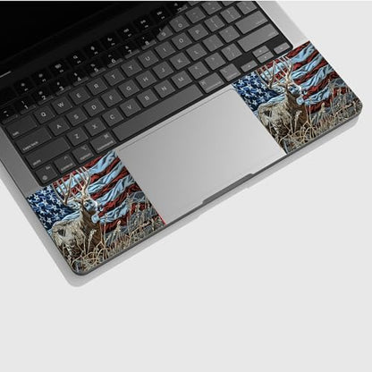 Universal Laptop Skin Sticker with 2 Wrist Pad Skins, Waterproof Scratch Resistant Vinyl Laptop Cover Decal, Cut to Fit for 11–15.6 Inch MacBook HP Dell Lenovo, Deer Flag - color: Deer Flag